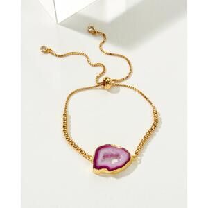 Luna Norte Golden Elements Adjustable Bracelet- Pink Geode